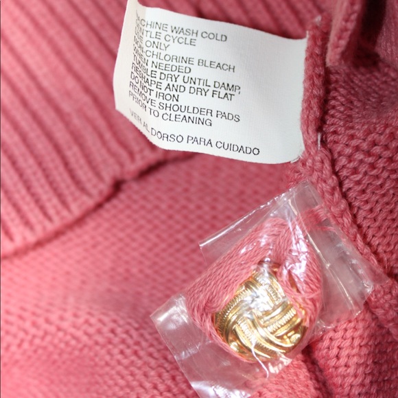 VTG 90s/y2k Mauve 100% Cotton Deep V-Neck Chunky Knit Fisherman Cardigan - Small - Picture 7 of 9